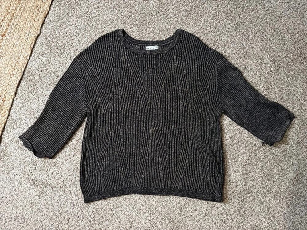 Ava and Viv copper and black sweater EUC 1X 2536